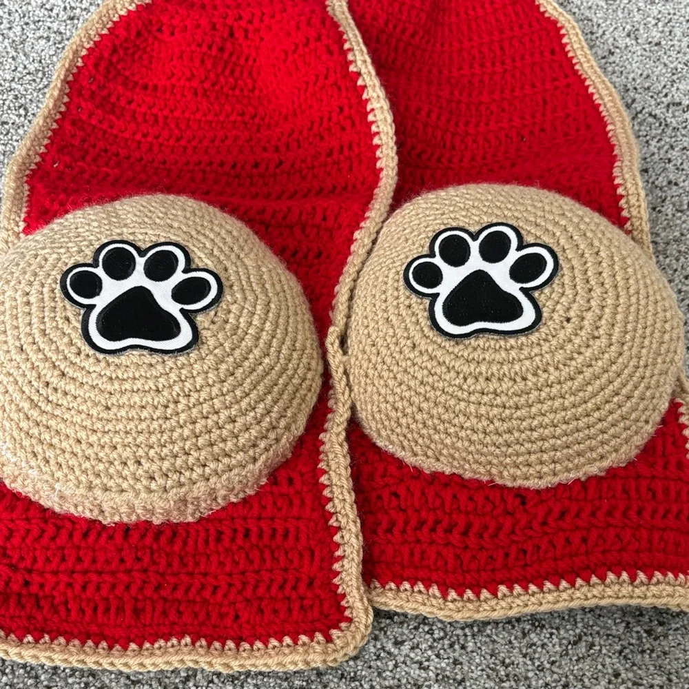 Red and Tan Paw Print Kids Scarf